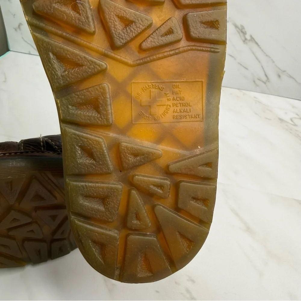 Vtg 1990's Dr. Martens D10715 Brown Leather Braided Chunky Platform Sandals - Picture 8 of 12